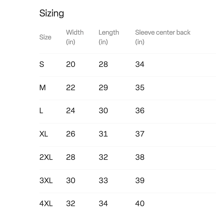 Gildan Sweatshirt Size Chart