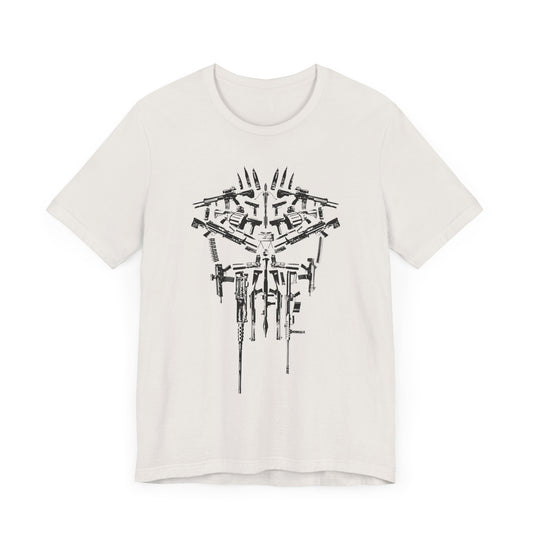 “Retribution” Punisher skull t-shirt for fans of Marvel and Daredevil Born Again, Frank Castle design